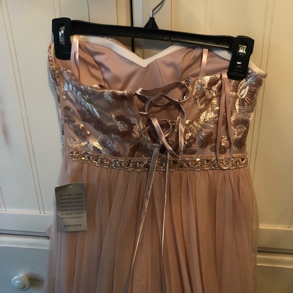 Sequin hearts rose gold/blush prom dress - Picture 4 of 7